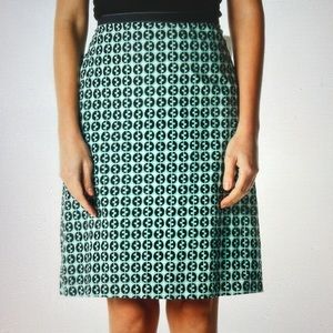 BODEN A-Line Aqua & Navy Blue Skirt 100% Cotton Size 4L